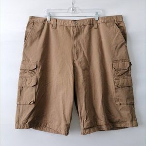 Triveni Definite Clothing Tan Brown High Rise Flat Front Cargo Shorts Size 48